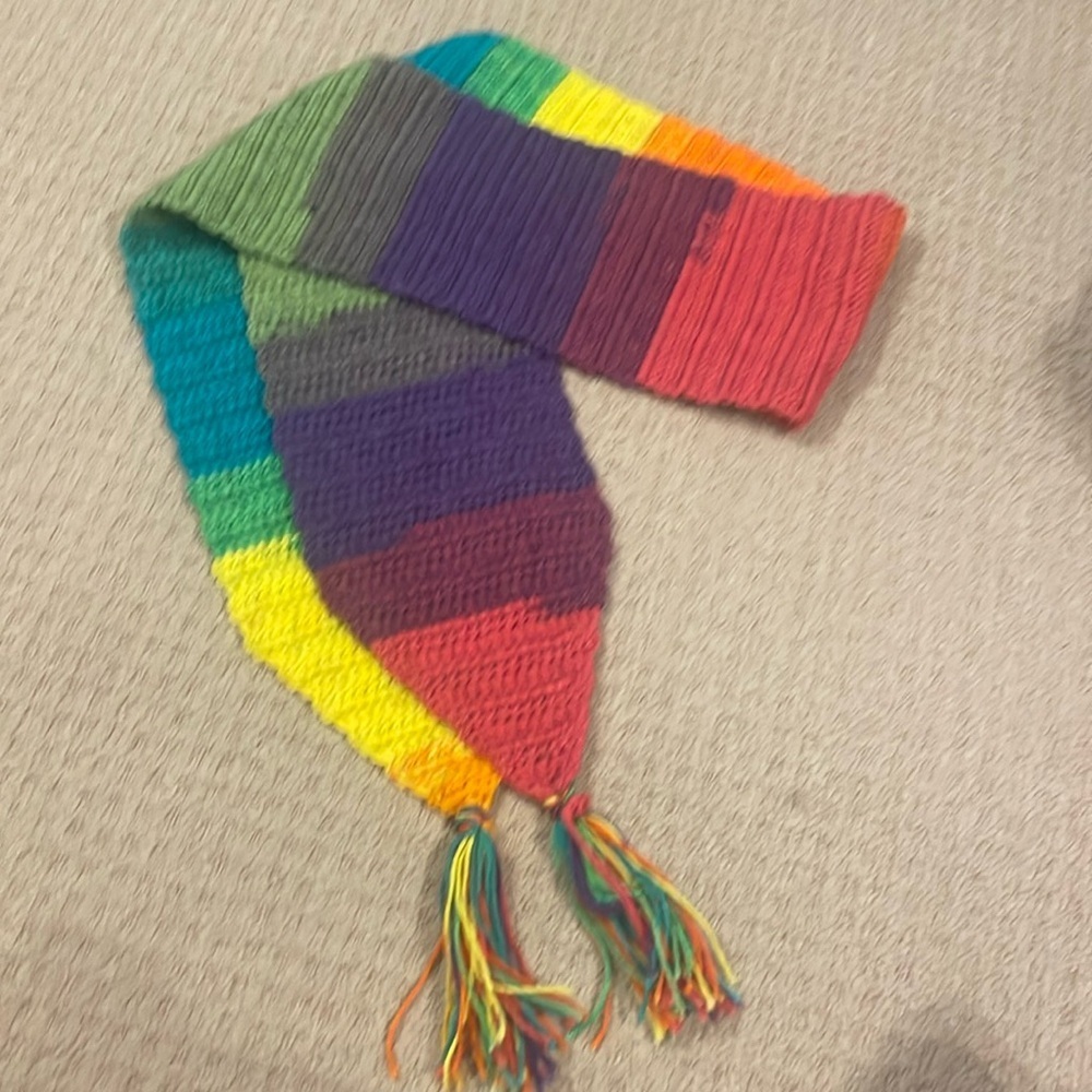 Multicoloured unisex, scarf crocheted, unique scarf